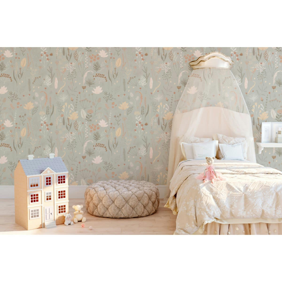 SIDONIE - KAKI - Papier peint panoramique motif imprimé Multicolore 288x280cm