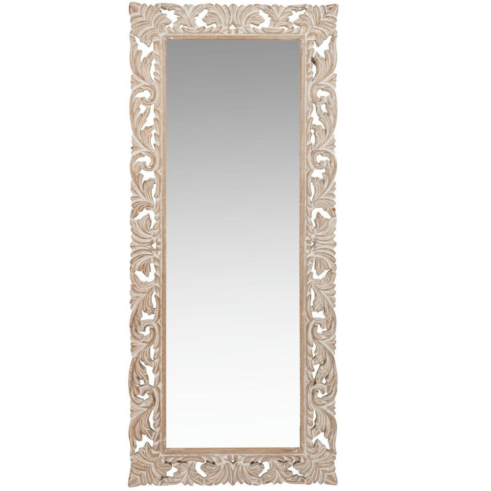 LOMBOK - Miroir rectangulaire en bois de manguier sculpté 54x130