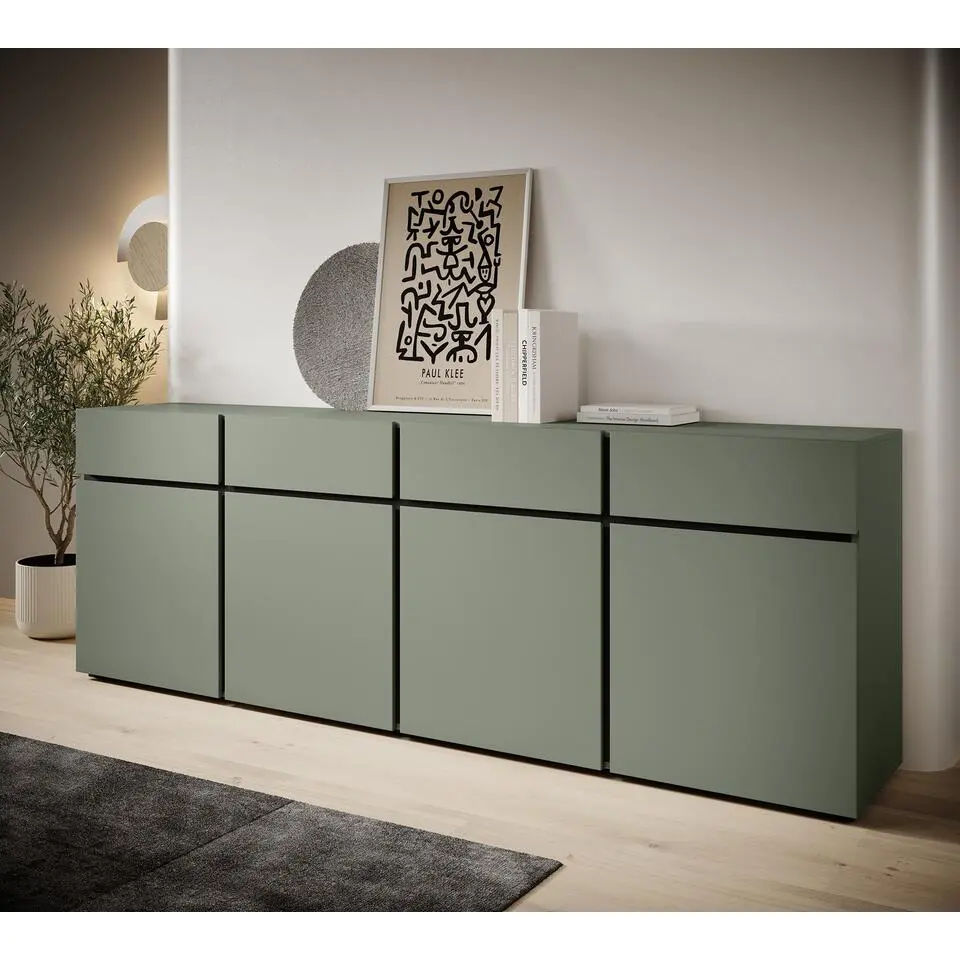 Meubella - Dressoir Cainan - Groen - 225 cm