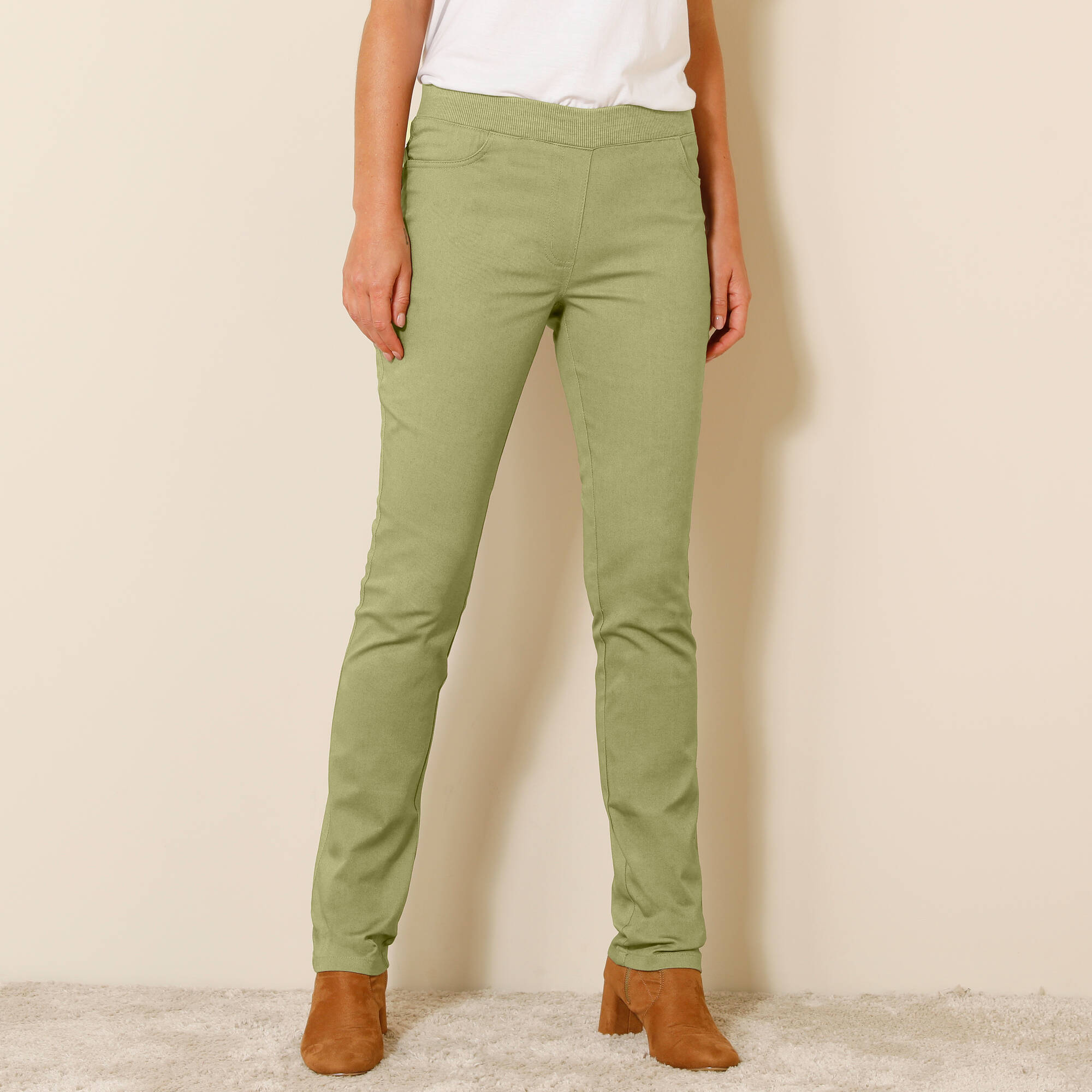 Pantalon droit "ultra confort" taille élastiquée