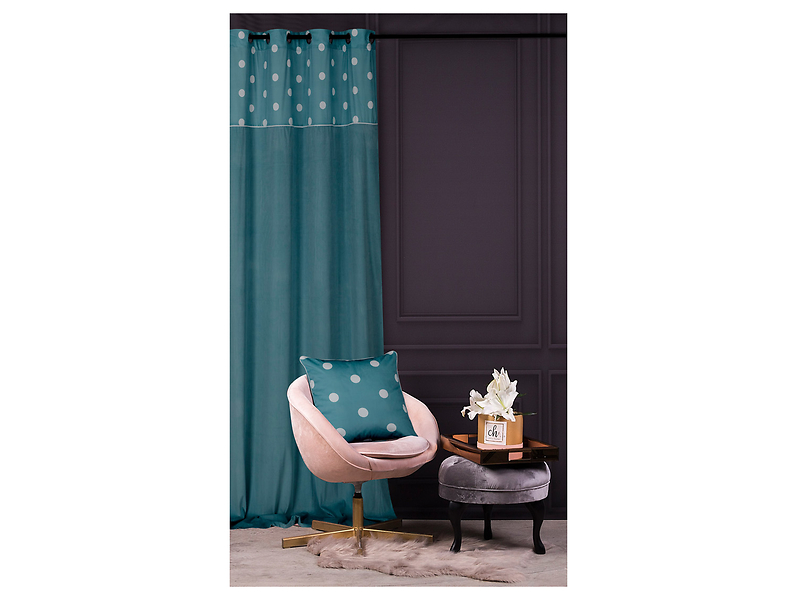Zasłona Chic Dots przelotki 140x270 cm turkusowa