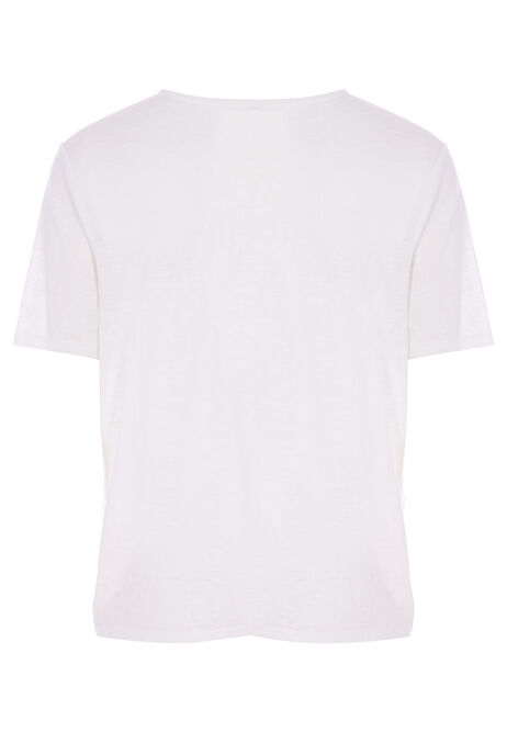 Womens Oatmeal Front Knot T-Shirt