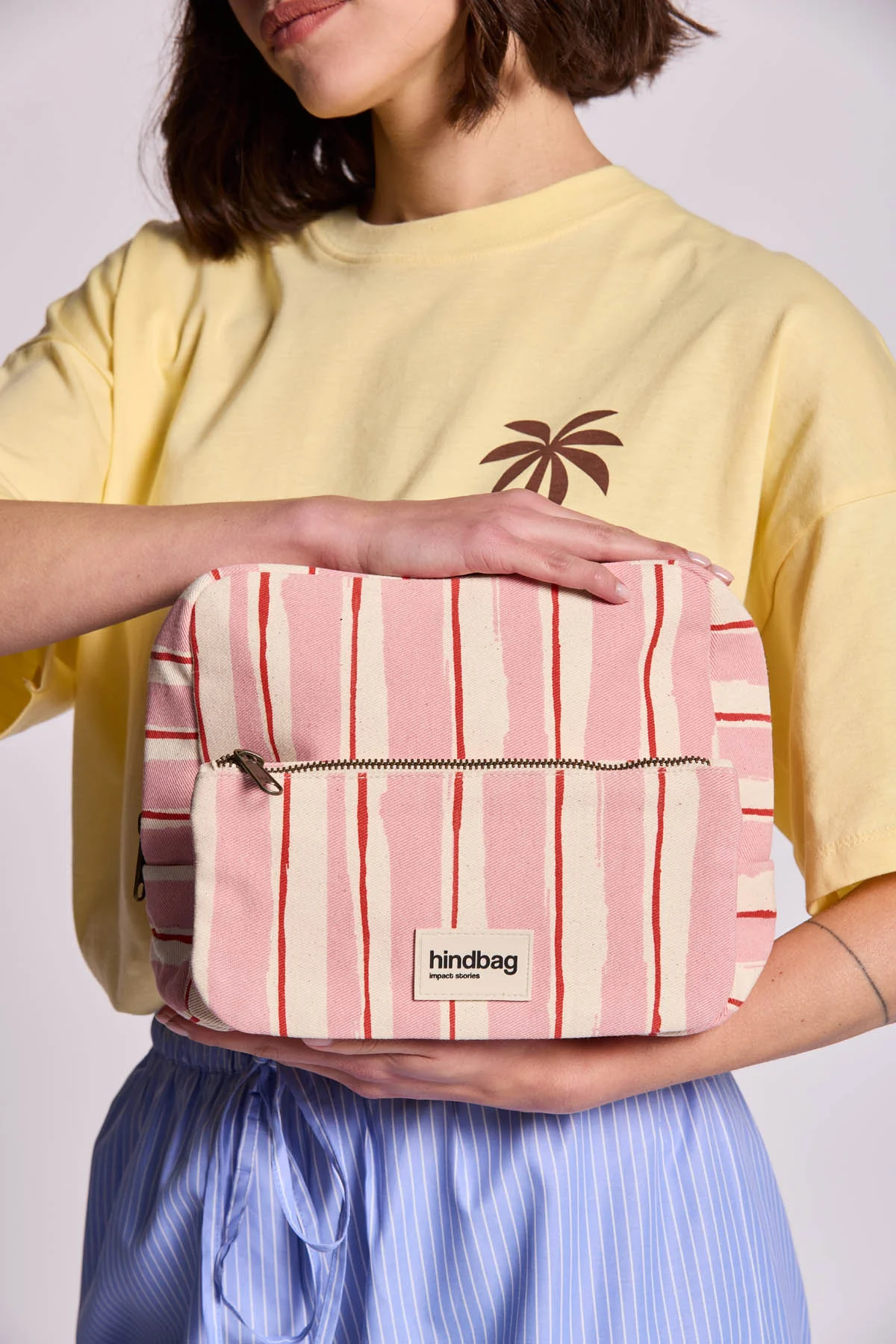 Trousse de toilette XL Alix Rayures Rose et Rouge