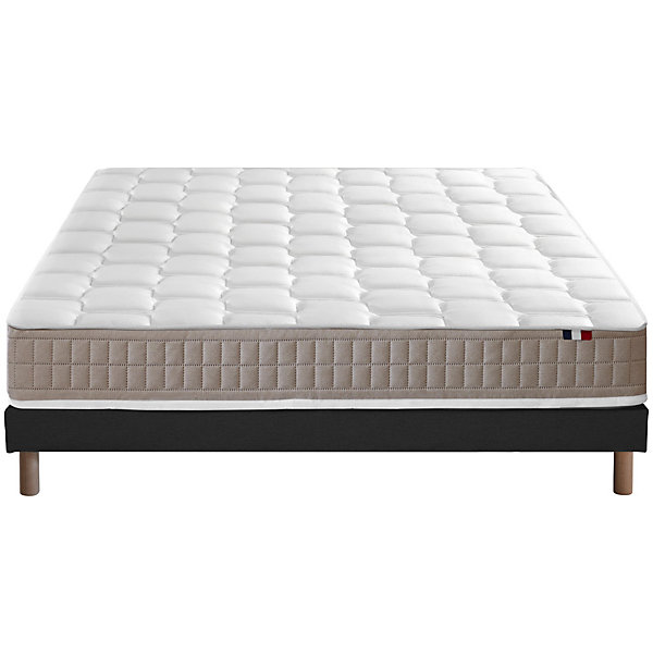 Ensemble matelas 100% latex 5 zones sommier noir 140x190
