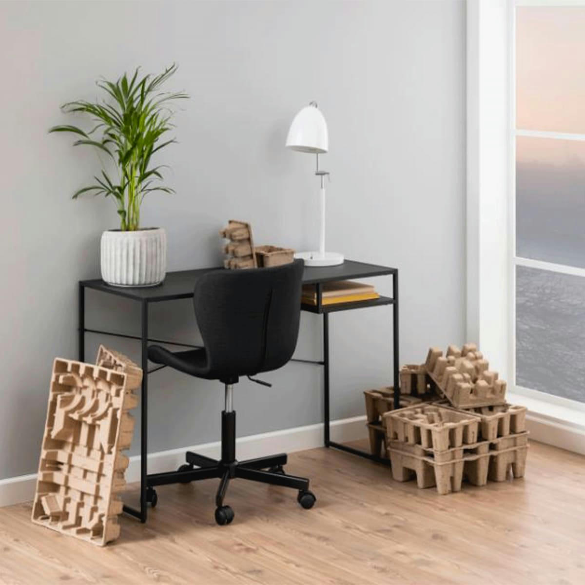 CASTLE - Bureau design 110cm en métal noir
