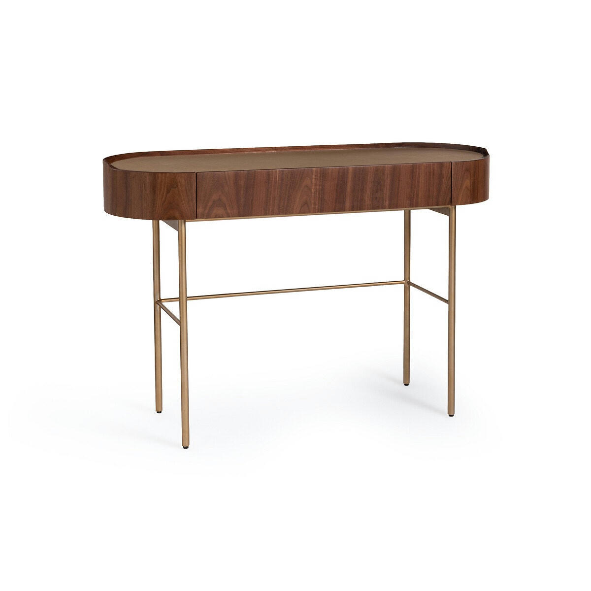 Bureau-console noyer/cuir, Aslen