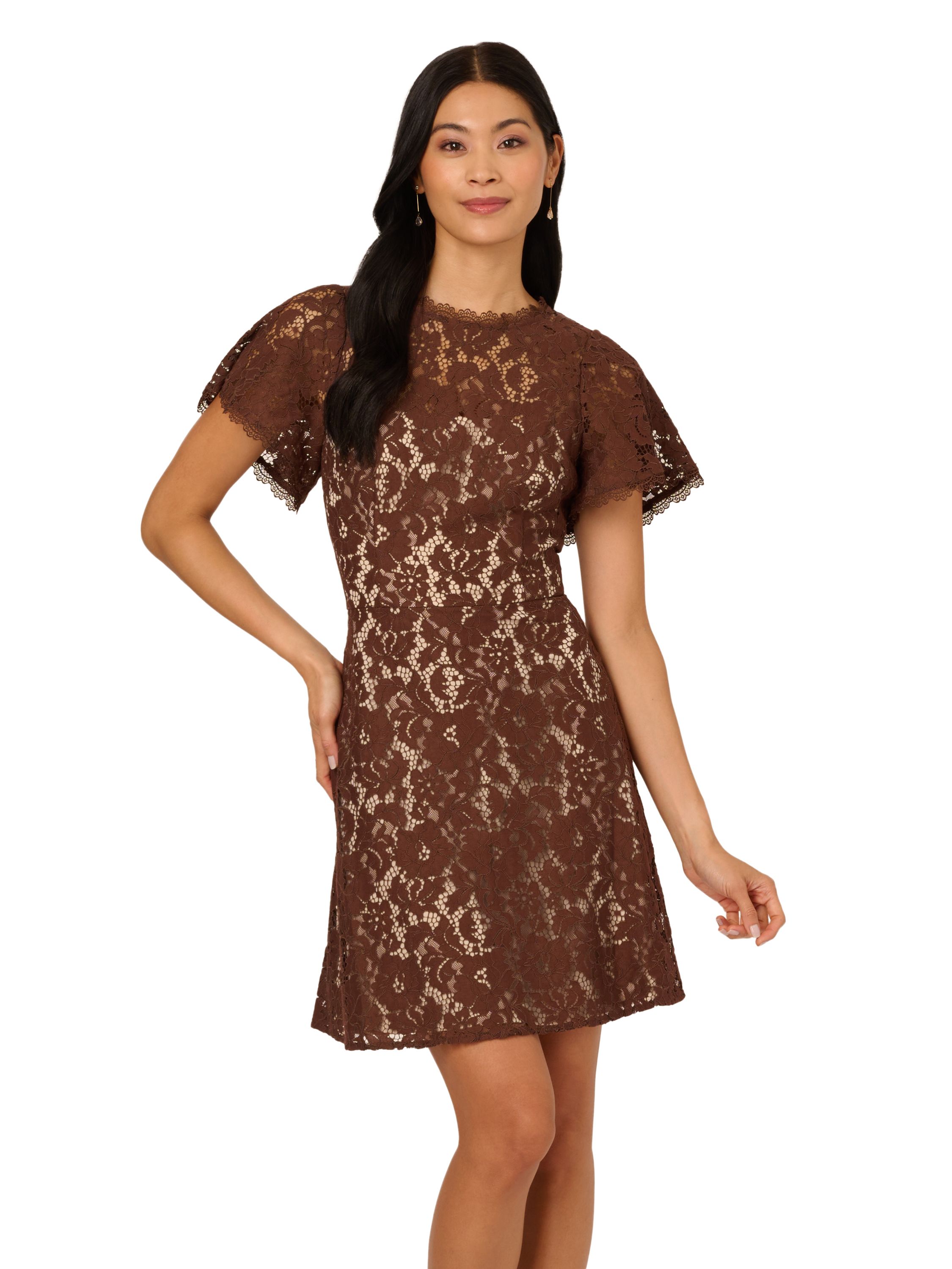 Adrianna Papell Lace Flounce Short Dress