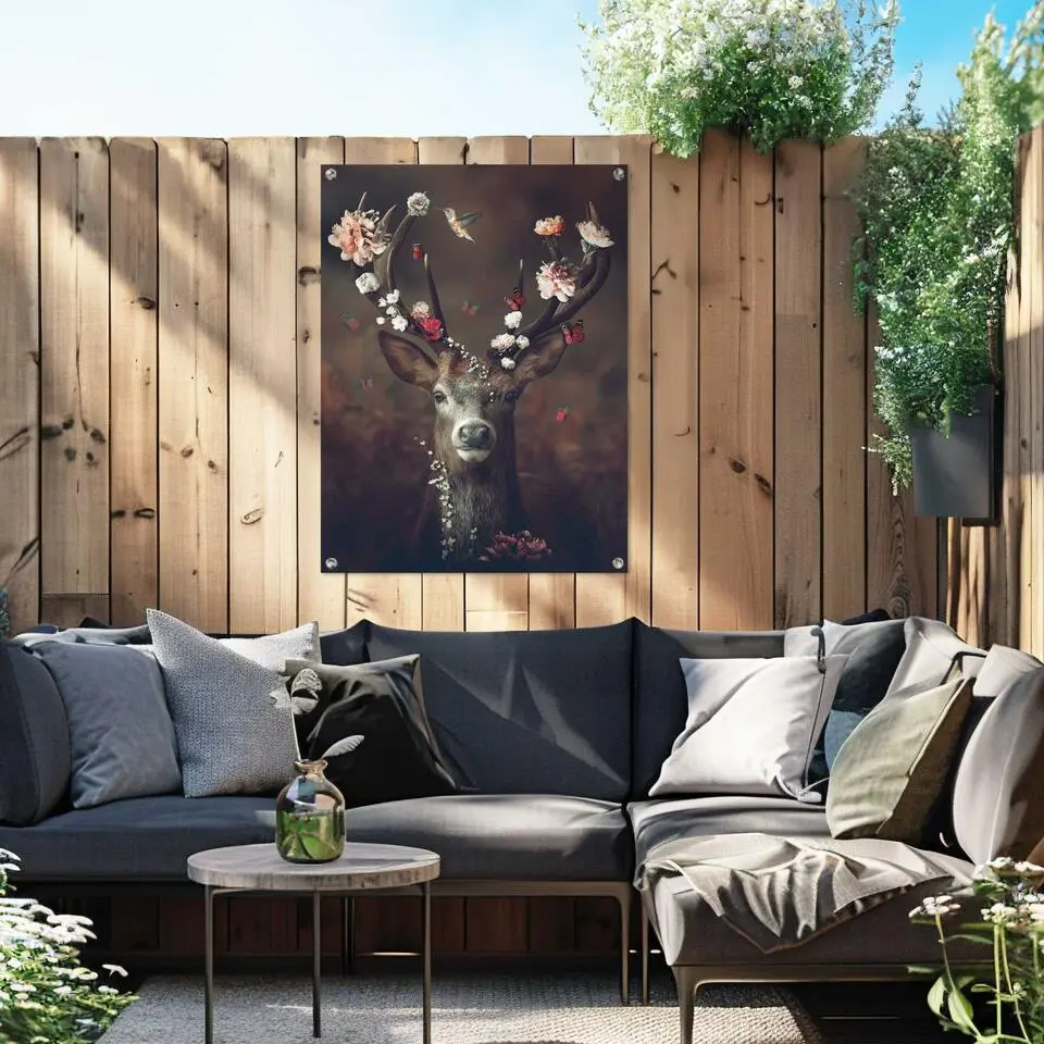 Tuinposter Hert - 80 x 60 - Bruin