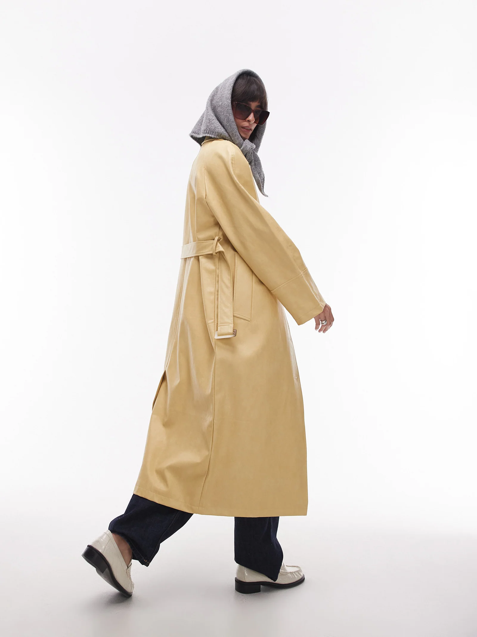 Long Oversized Leather Trench