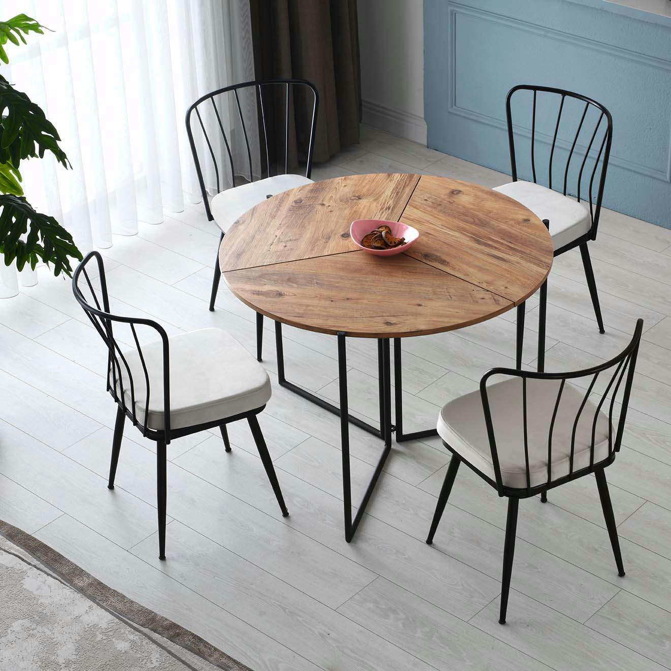 ORIGAMI - Table de repas en aggloméré et métal yaprak