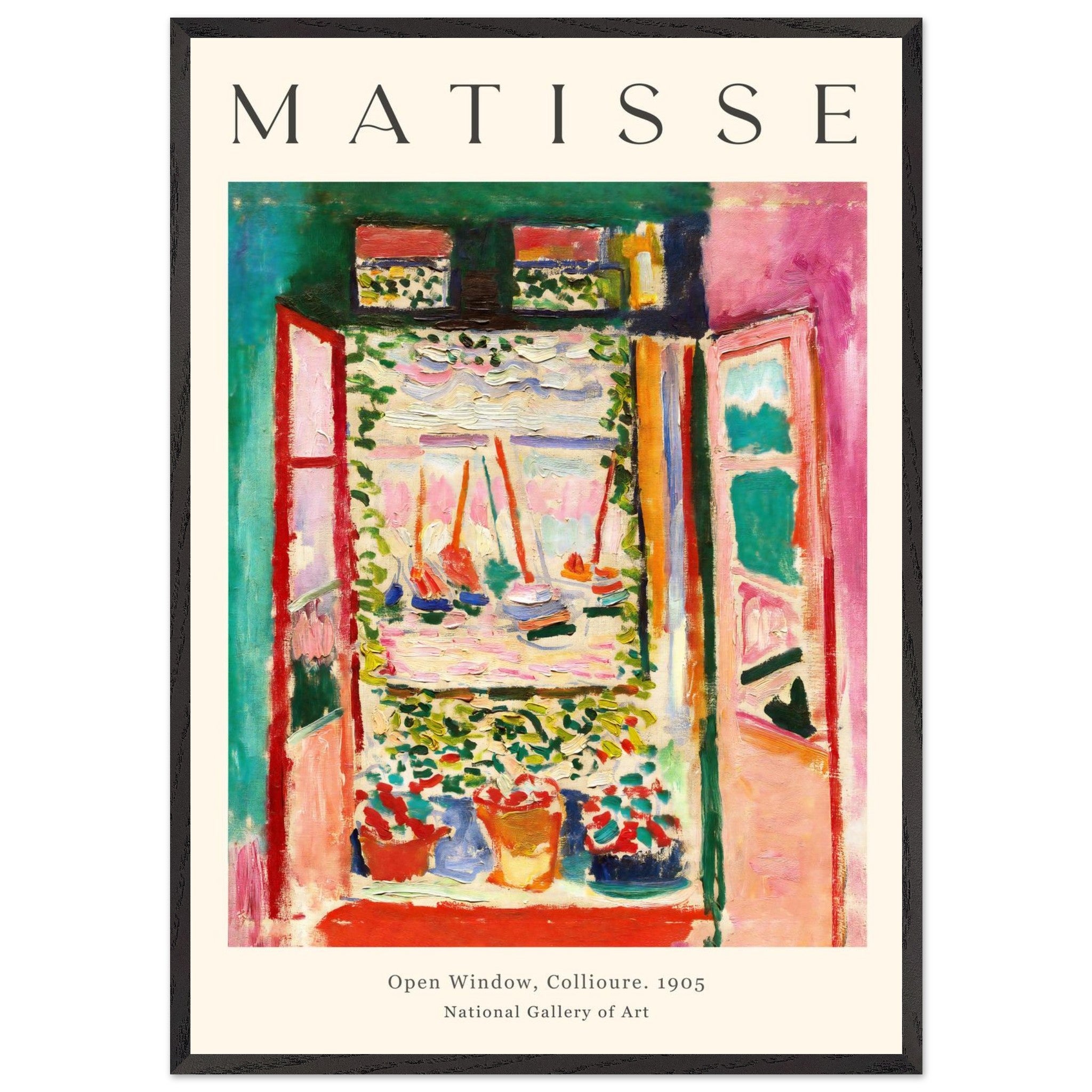 Artfulprints Poster met Lijst Matisse - Open window collioure 1905  - 70x100 cm - Meerkleurig