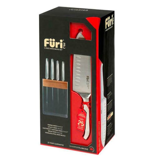 New Furi Pro 5 Piece Stainless Steel 5Pc Knife Block Set