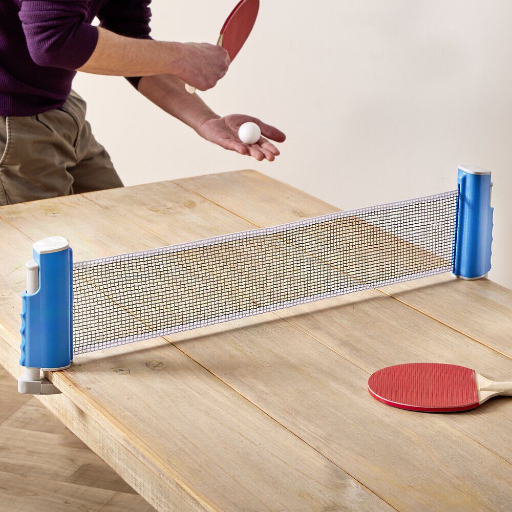 Filet de ping pong extensible avec clip bleu 170xH19cm