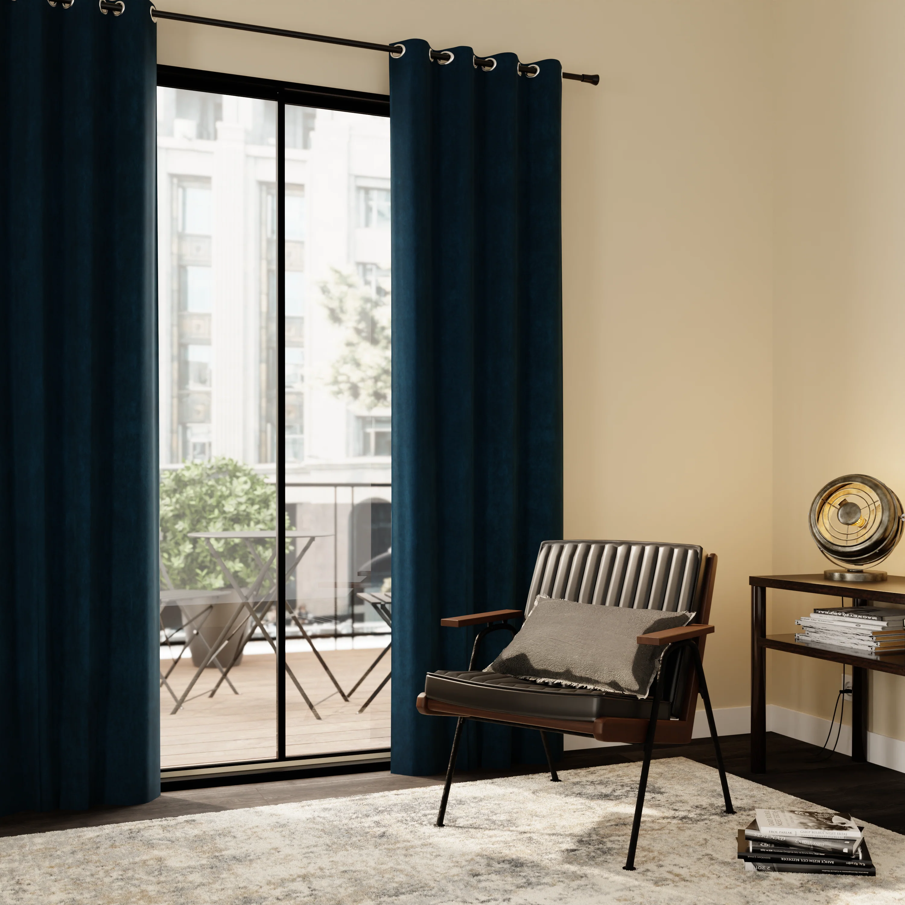 4MURS Rideau thermique KINLEY coloris bleu paon 140 x 260 cm