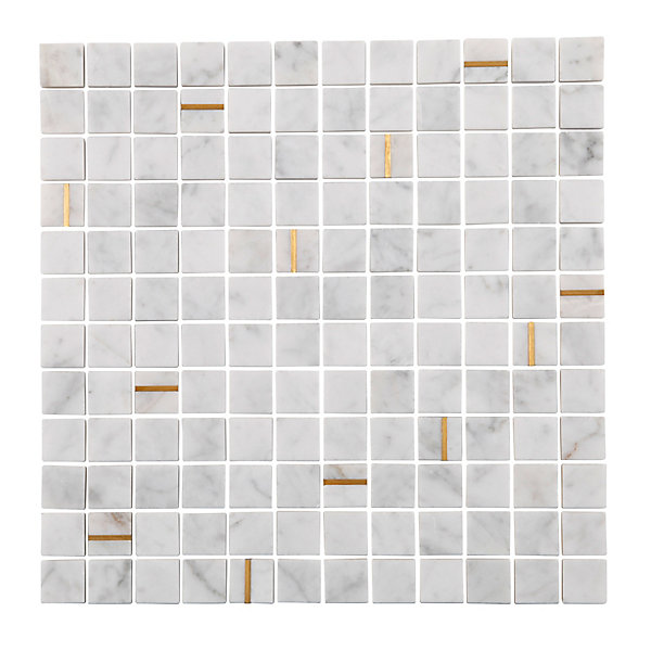 Mosaïque marbre gold blanc 29,7 x 29,70 cm
