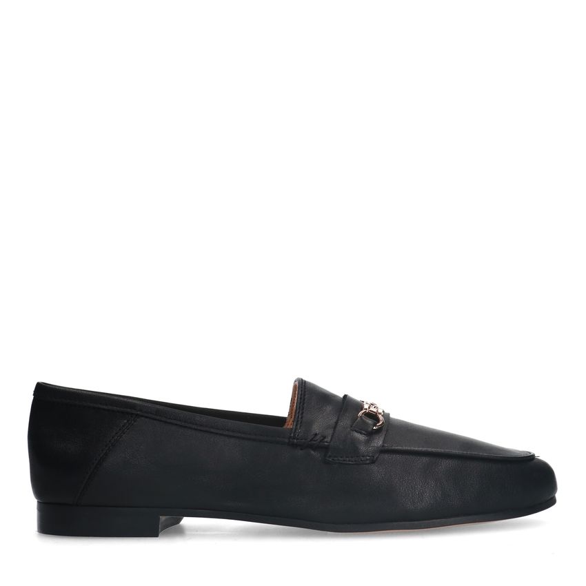 Manfield Zwarte leren loafers