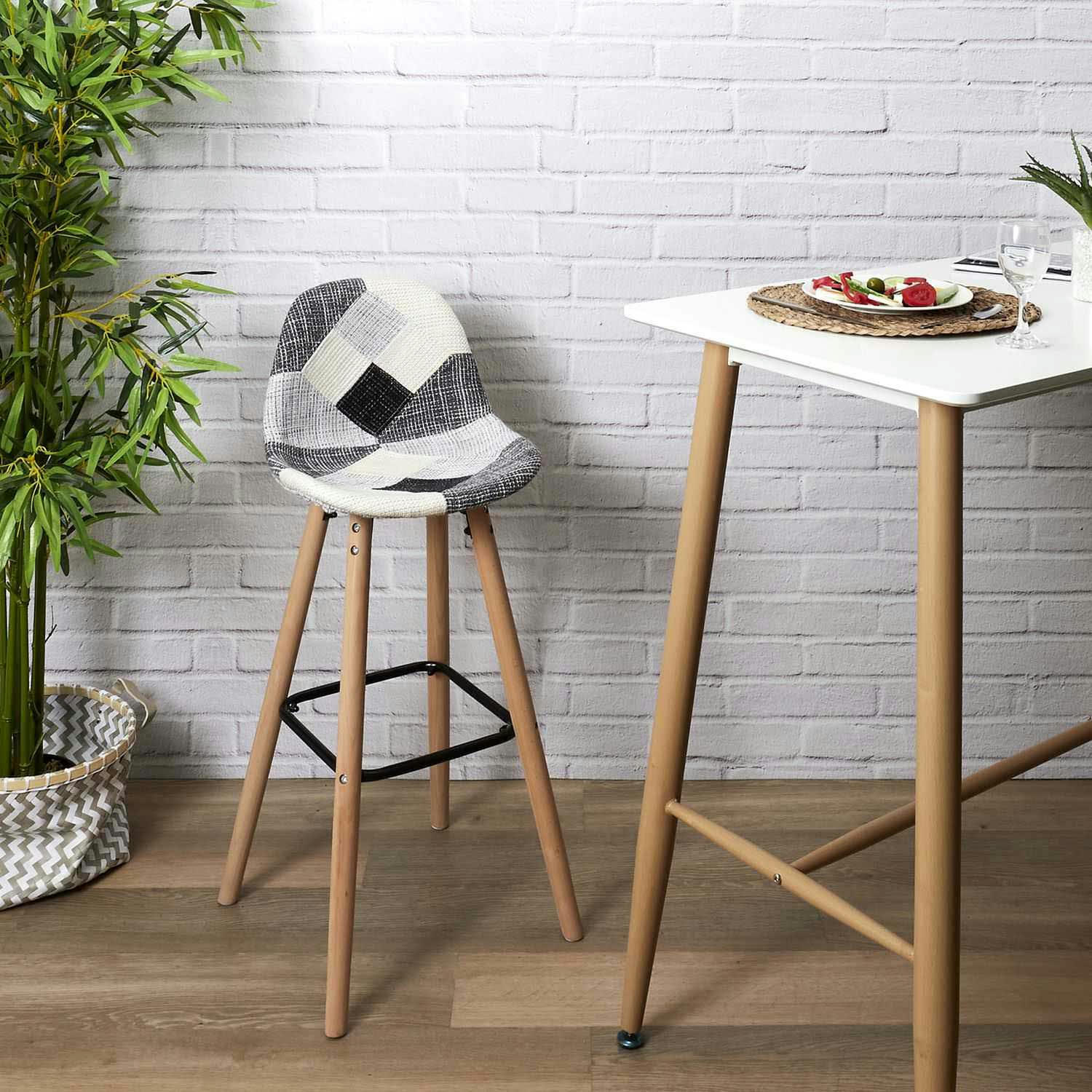 - Set de 2 tabourets de bar patchwork gris