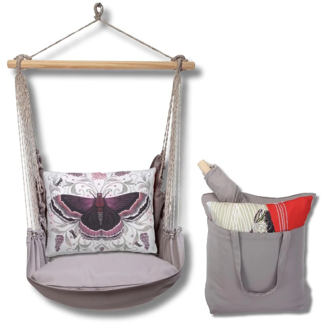 Magnolia Casual Swing Set 4 piece - Gray Solid w/ Mauve Butterfly
