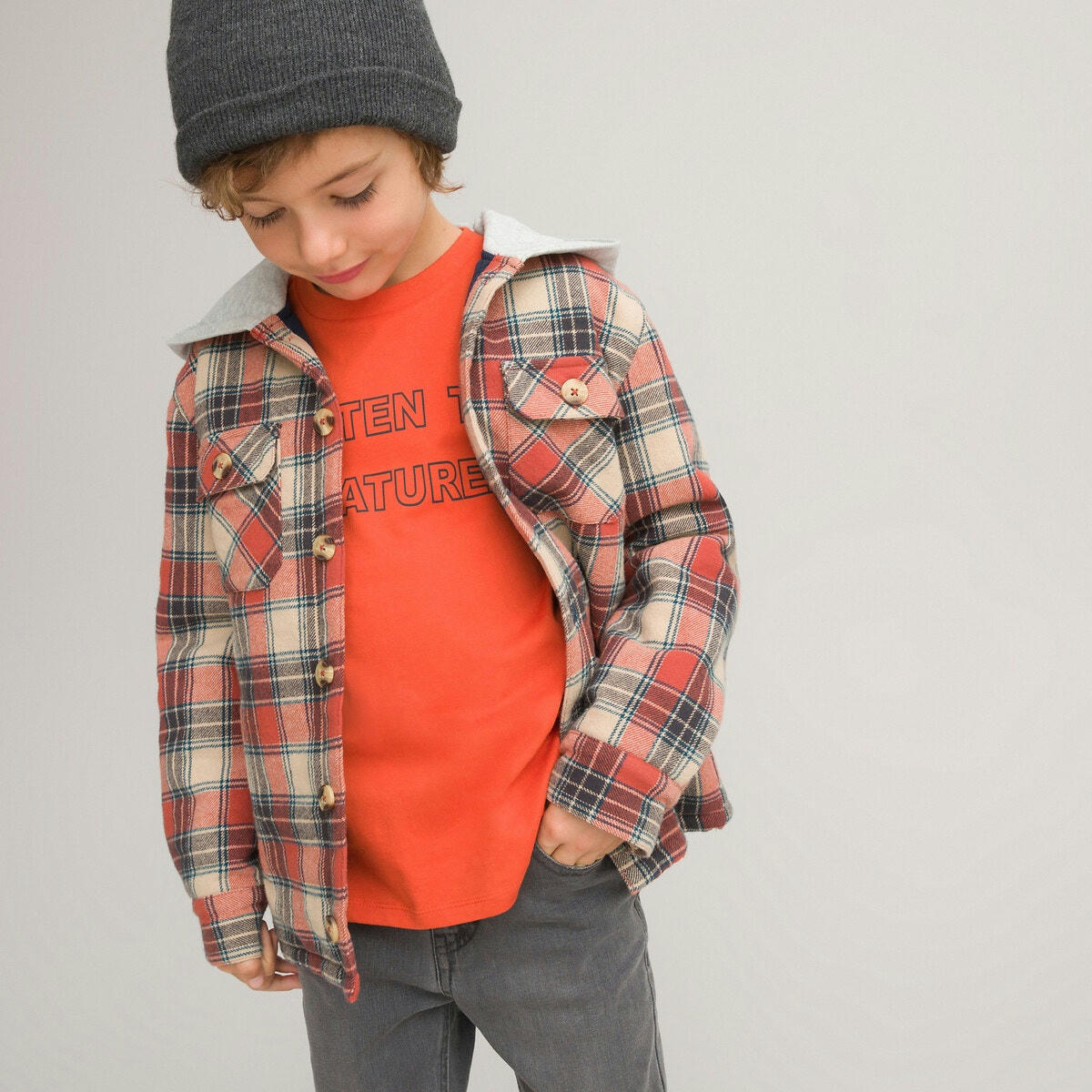 Chemise capuche manches longues 3-12 ans