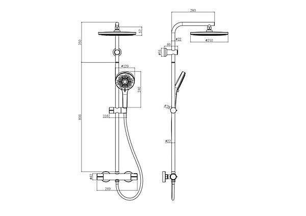 Colonne de douche thermostatique noire, Edouard Rousseau Neda