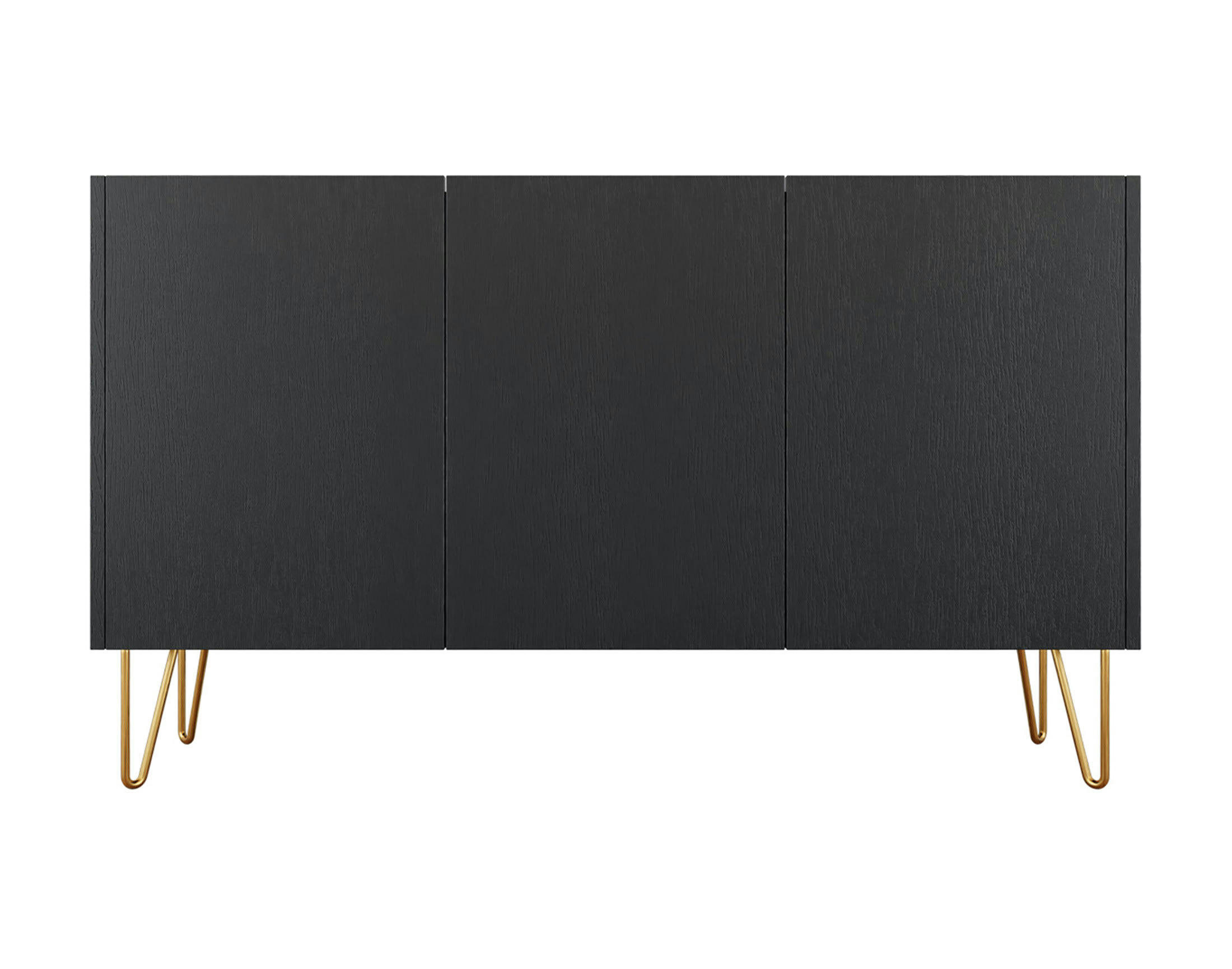 CALI - Buffet bas contemporain 144 cm noir / doré