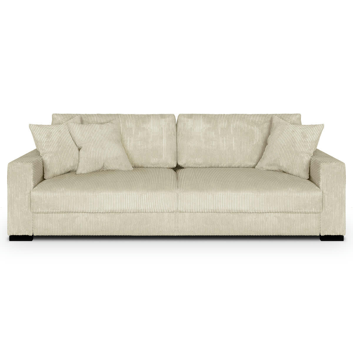 ROBIN - Canapé convertible 3 places en velours côtelé beige
