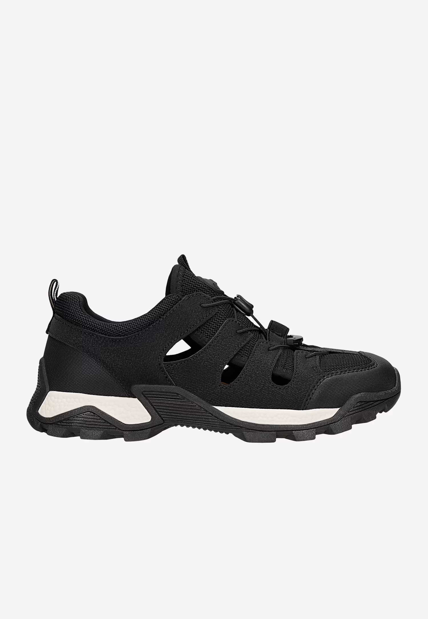 Czarne materiałowe sneakersy RELAKS z wycięciami