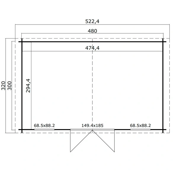Gartenhaus »Udo«, BxHxT: 522,4 x 256,5 x 400 cm (Außenmaß inkl. Dachüberstand), grüngrau