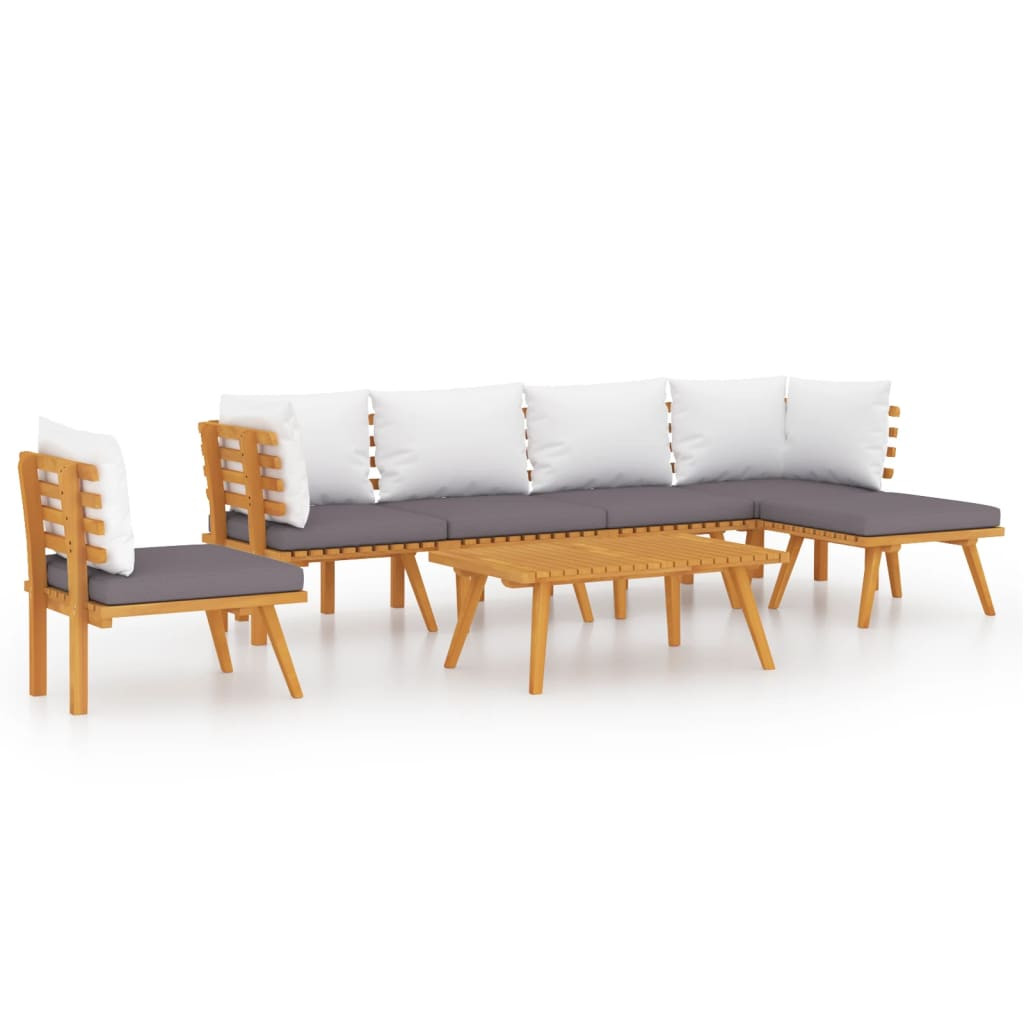 Zestaw wypoczynkowy do ogrodu Brąz Drewno akacjowe 2x narożna   3x sofa