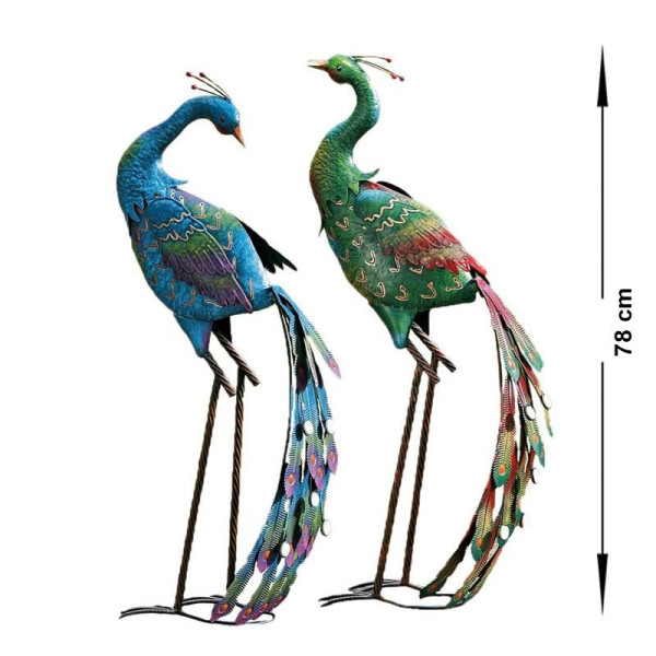 Dekoracyjna figurka metalowa Paw komplet 2 szt ozdoba ogrodu 78 cm