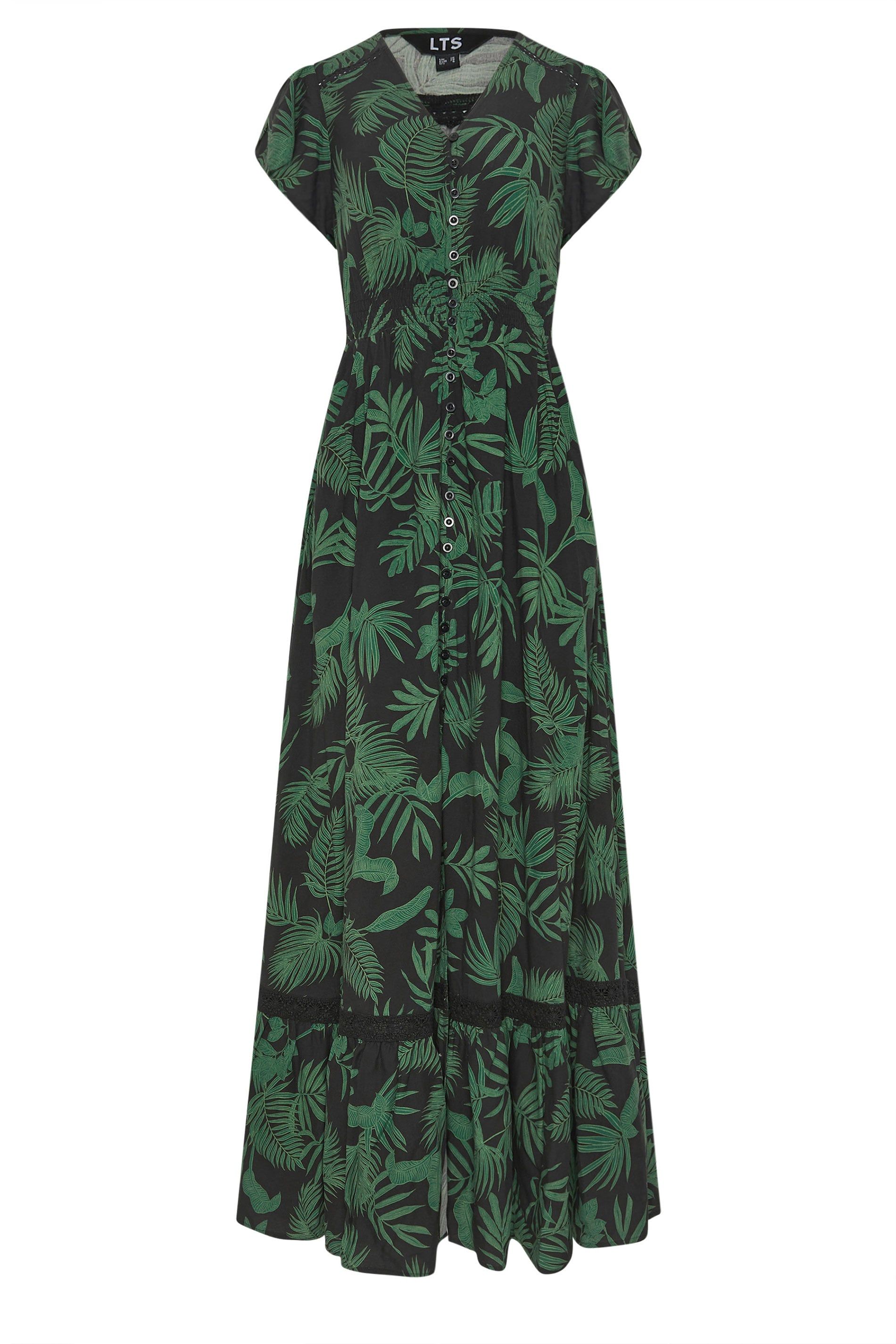 Long Tall Sally Tall Palm Print Button Maxi Dress