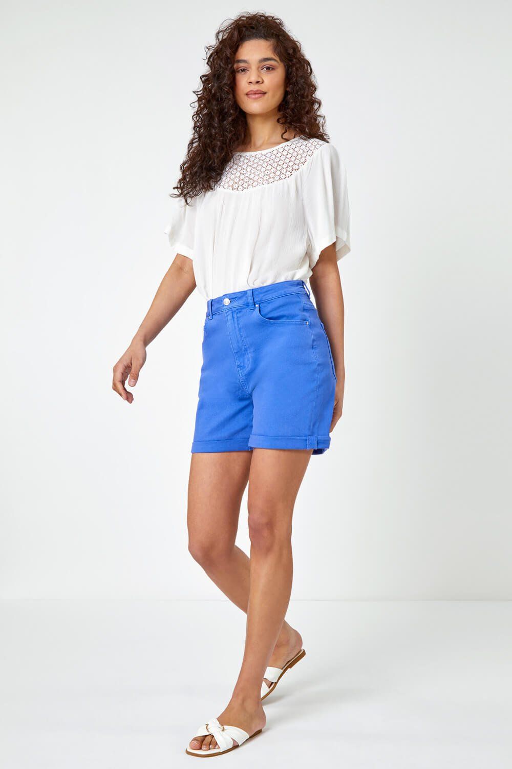 Roman Turn Up Cotton Stretch Shorts