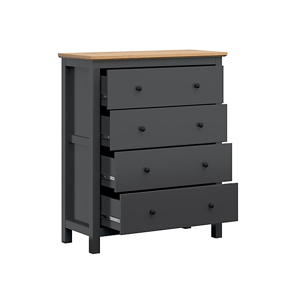 Commode 4 tiroirs Duck Gris anthracite et Bois