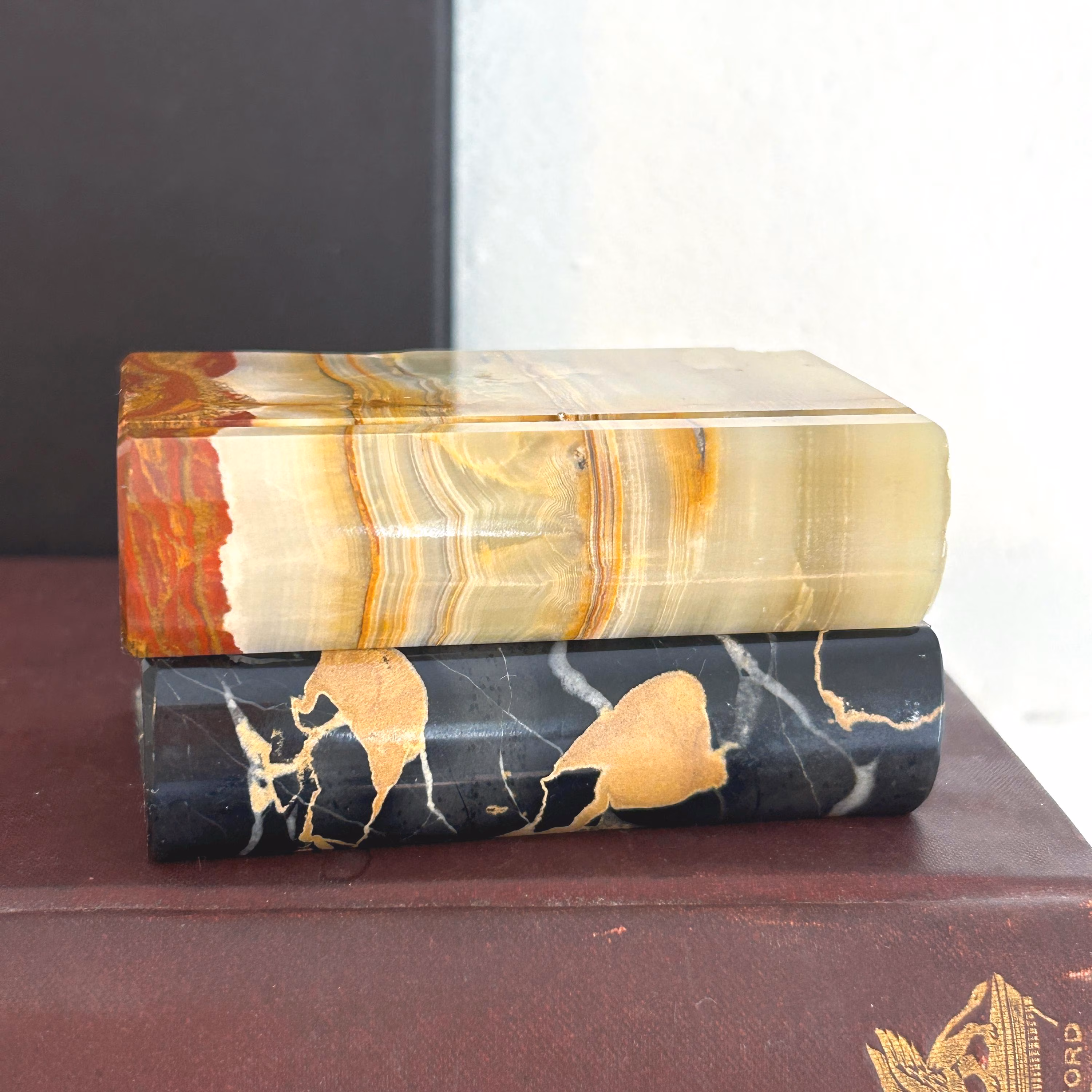 Vintage Miniature Book: Carved Stone, Marble, Paperweight, Book Lover, Dark Academia, Library