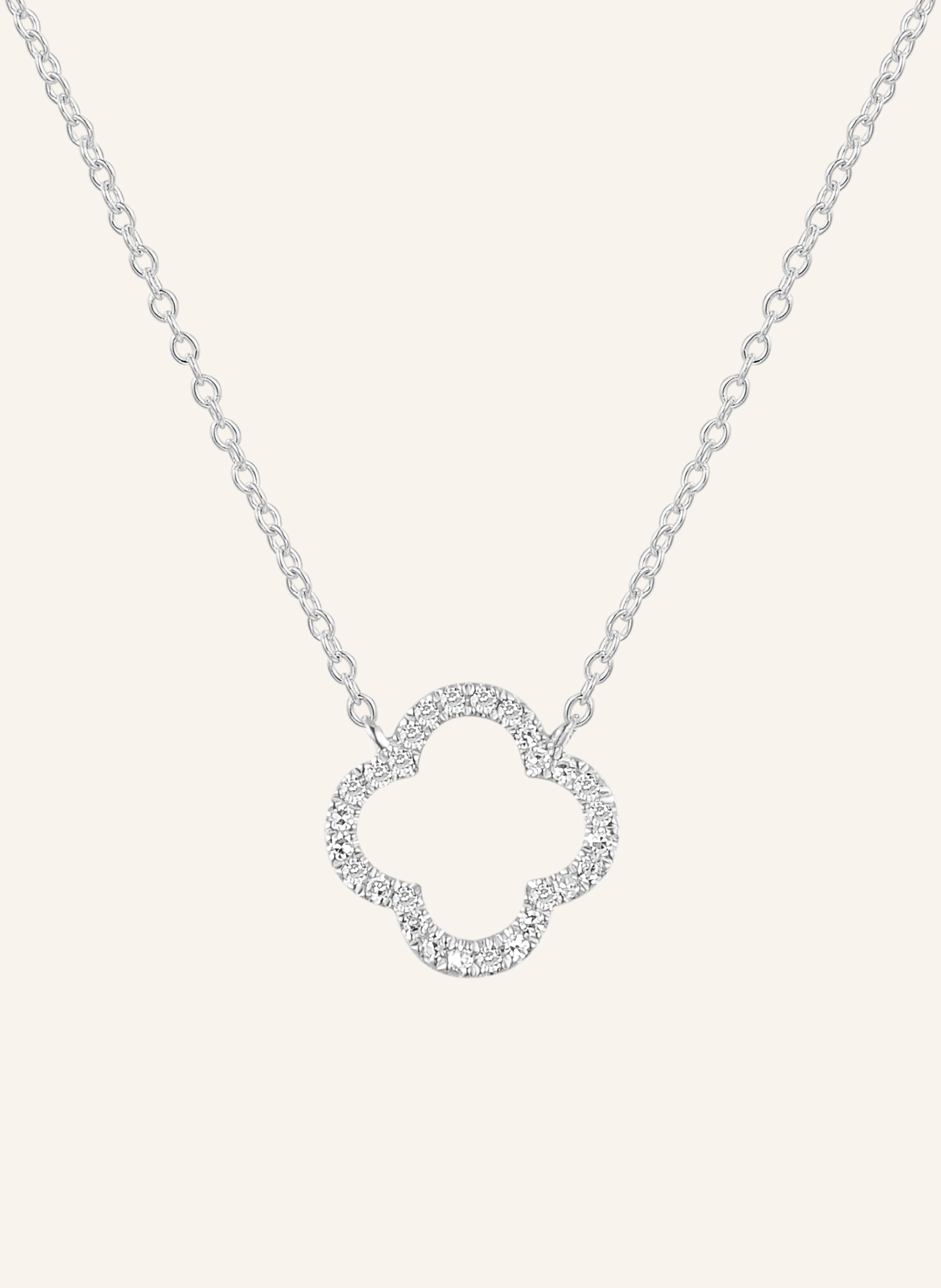 Leaf Halskette CLOVER aus 18 Karat Weißgold mit Diamanten