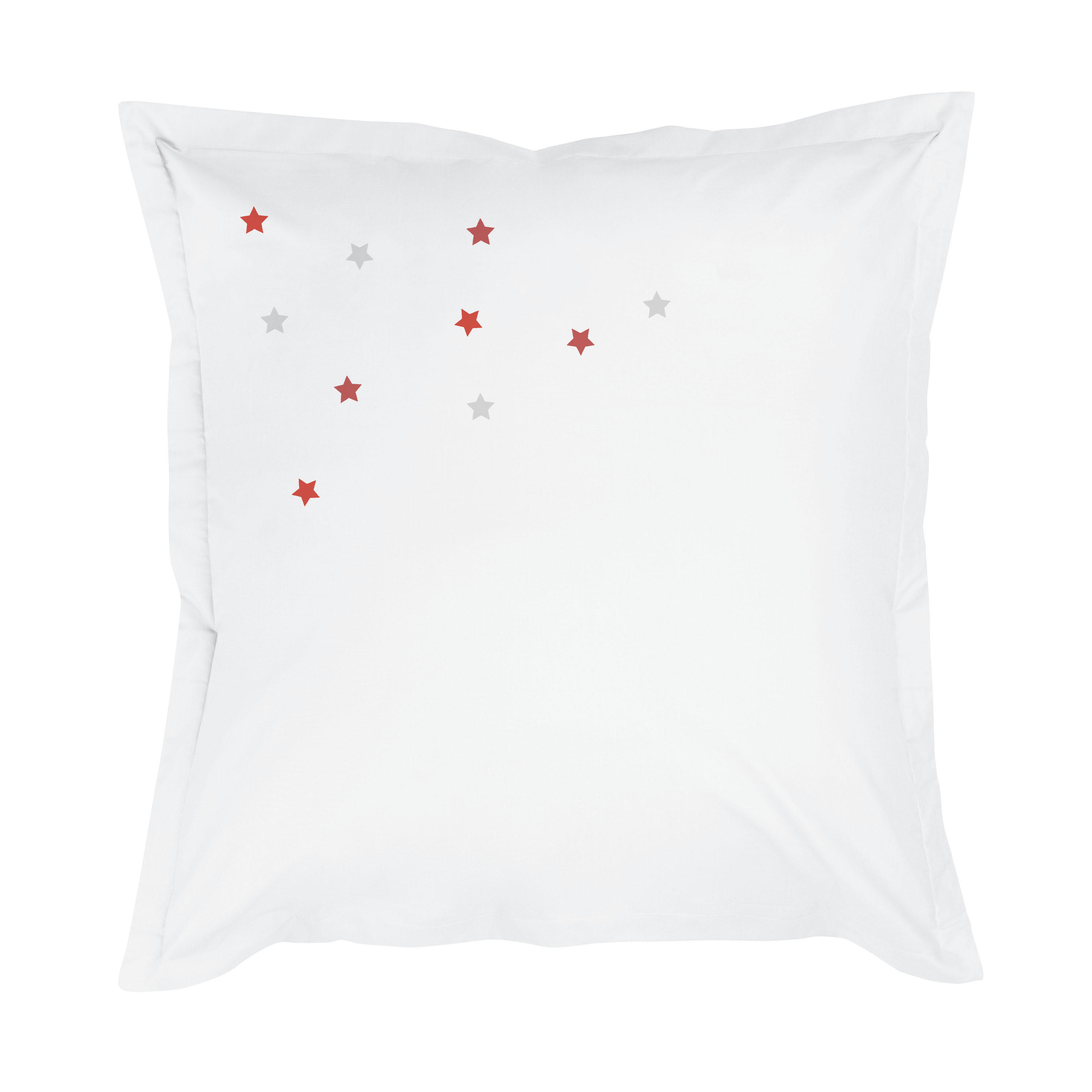 SONGE D'UNE NUIT D'ÉTÉ - Taie d'oreiller brodée en percale de coton 65x65cm Blanc, Marsala
