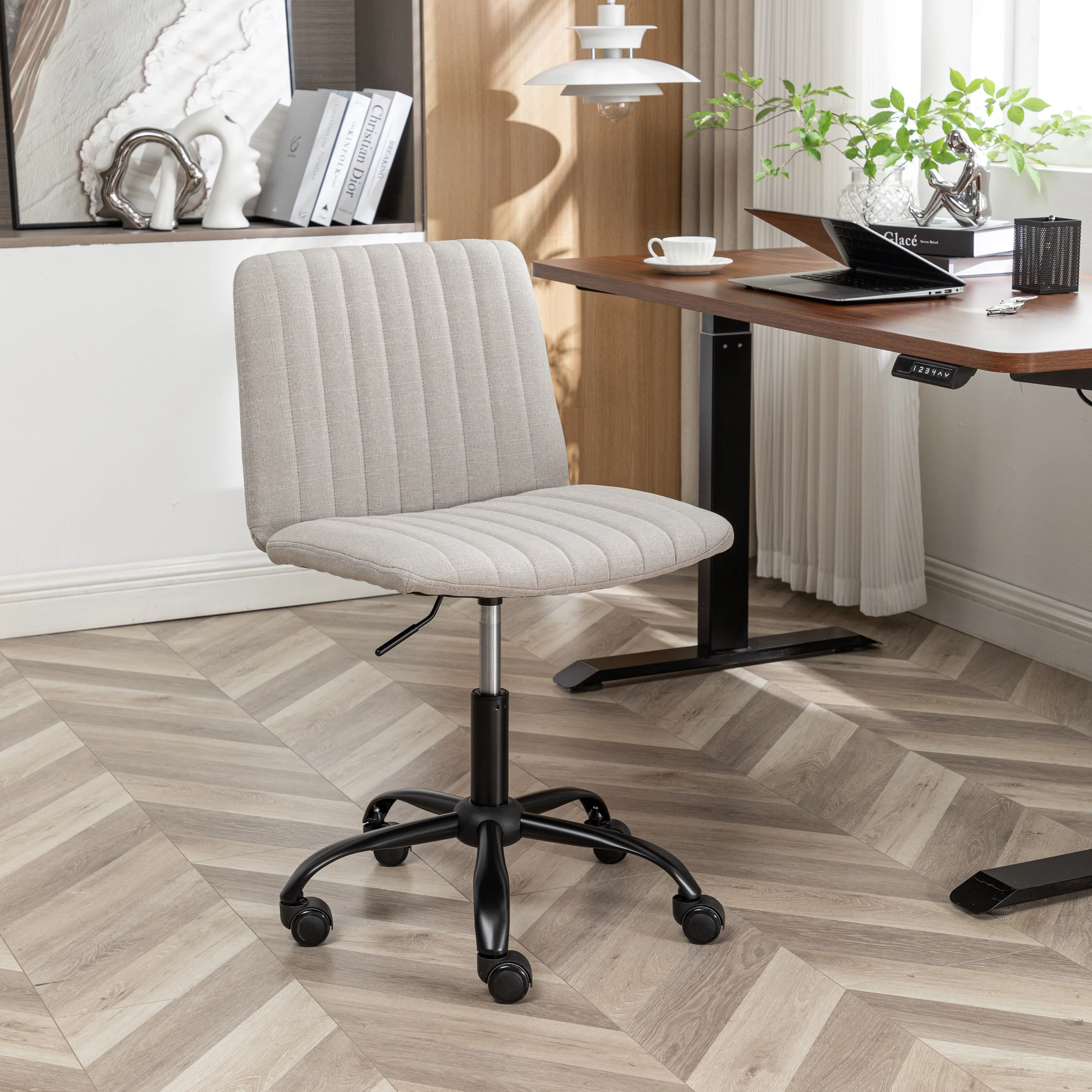 Masar Fabric Swivel Office Chair with Adjustable Height, Metal Base, and Breathable Upholstery