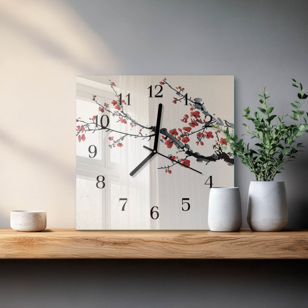 Zegar ozdobny 30x30 Kwiaty nowoczesny na ścianę