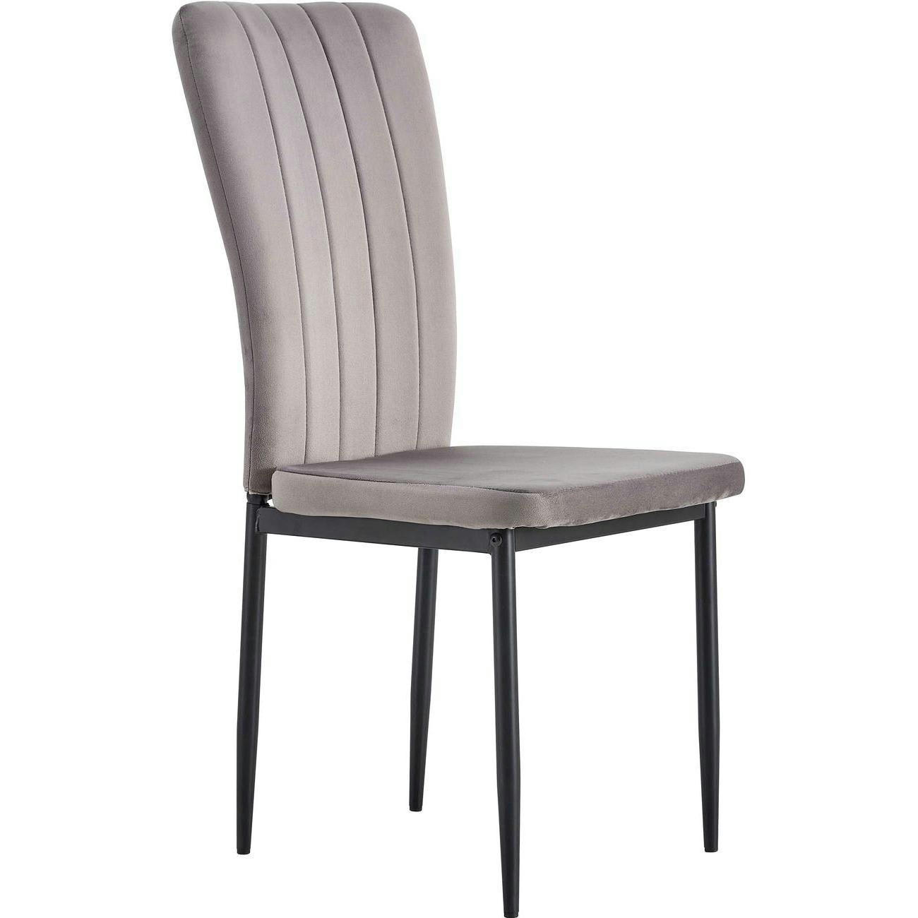 CLARA - Lot de 4 - Chaise assise velours gris pieds metal