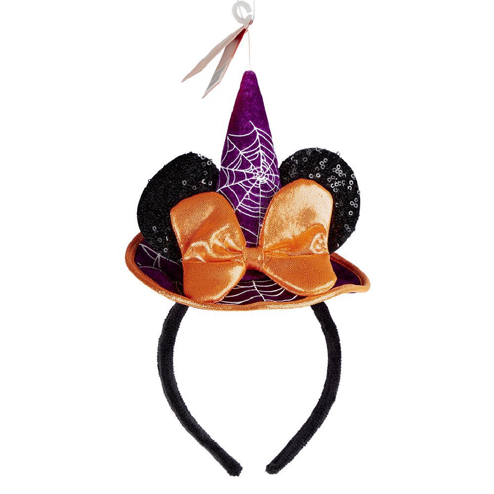 Serre-tête Disney Minnie avec chapeau motif toile d'araignée orange et noir