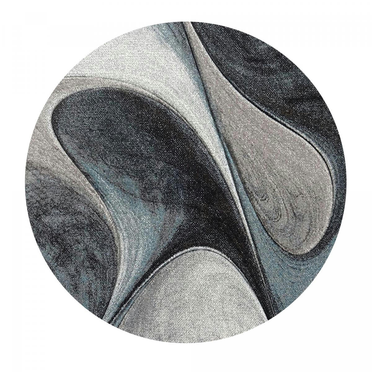 MADILA - Tapis salon bleu 100x100 rond