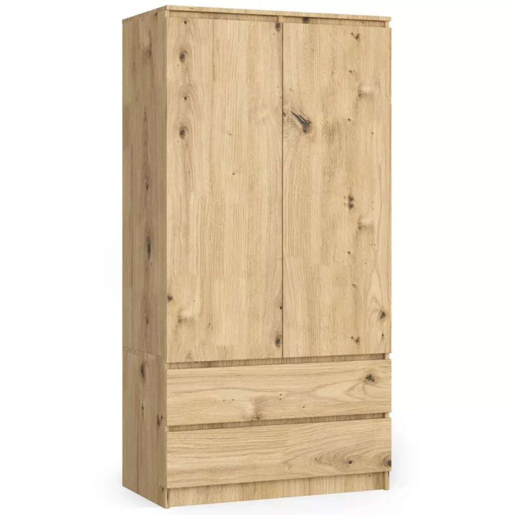 Szafa do sypialni, 2 szuflady, DORMI, 90x51x180, artisan, mat | TYLETEGOTU
