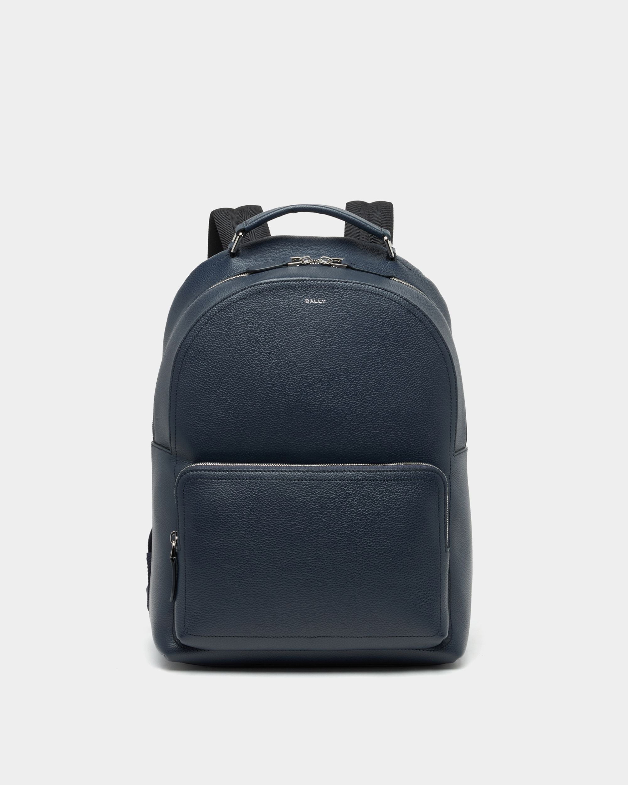 Capitol Rucksack aus genarbtem Leder in Navy Blue