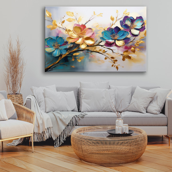 Feeby Obraz na płótnie, Kolorowe Liście i Kwiaty 60x40