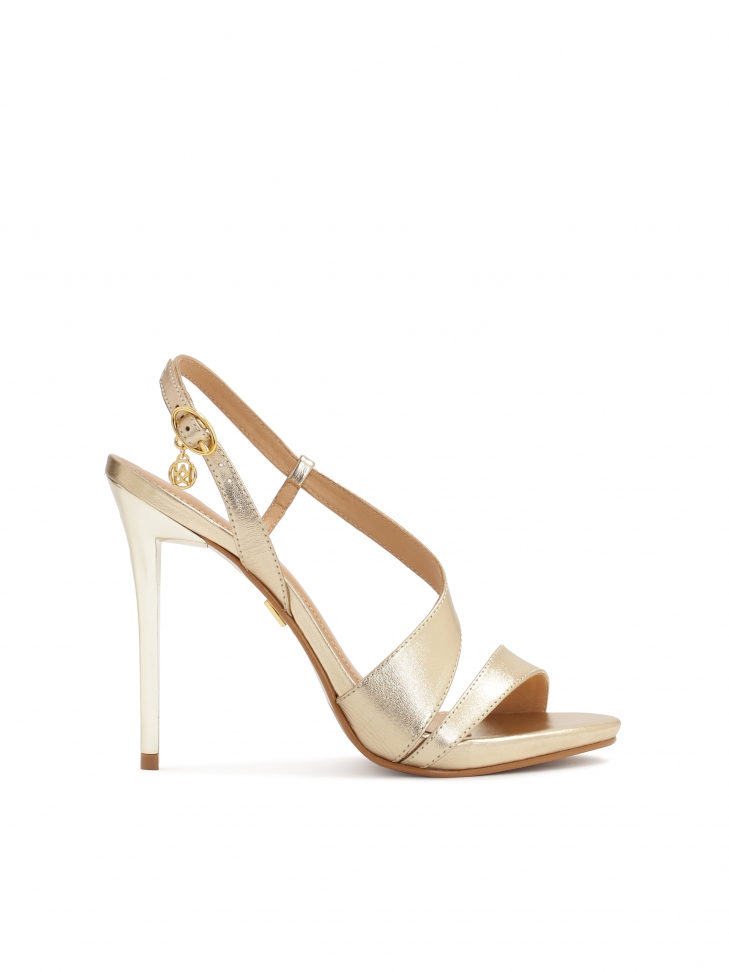 Gold leather heeled sandals