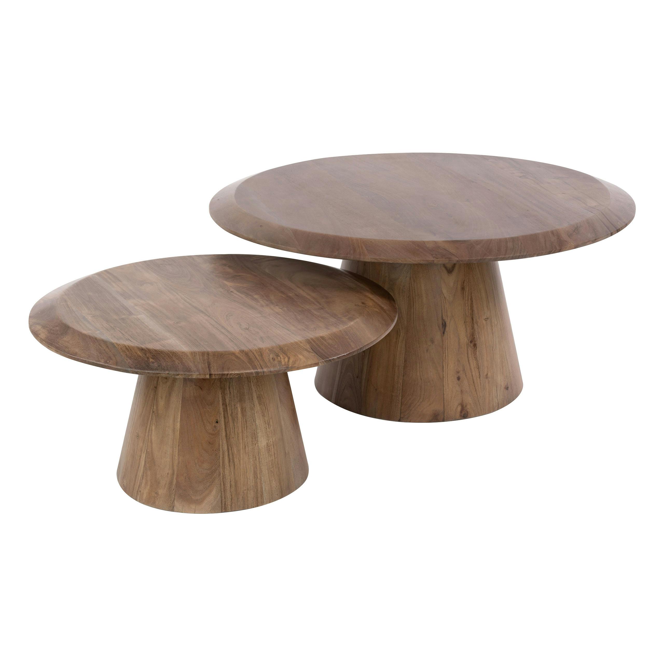Table basse gigogne ronde bois foncé (lot de 2) NAKO
