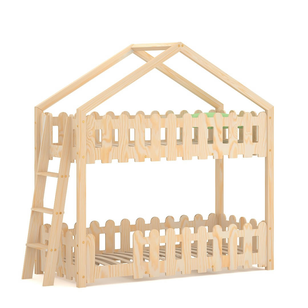 - Lit superposé en contreplaqué de pin 200x90 naturel