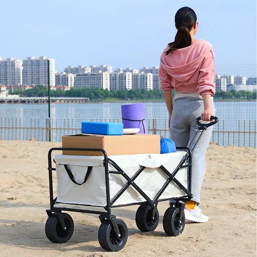 NNEOBA Collapsible Folding Beach Cart Heavy Duty Outdoor Wagon