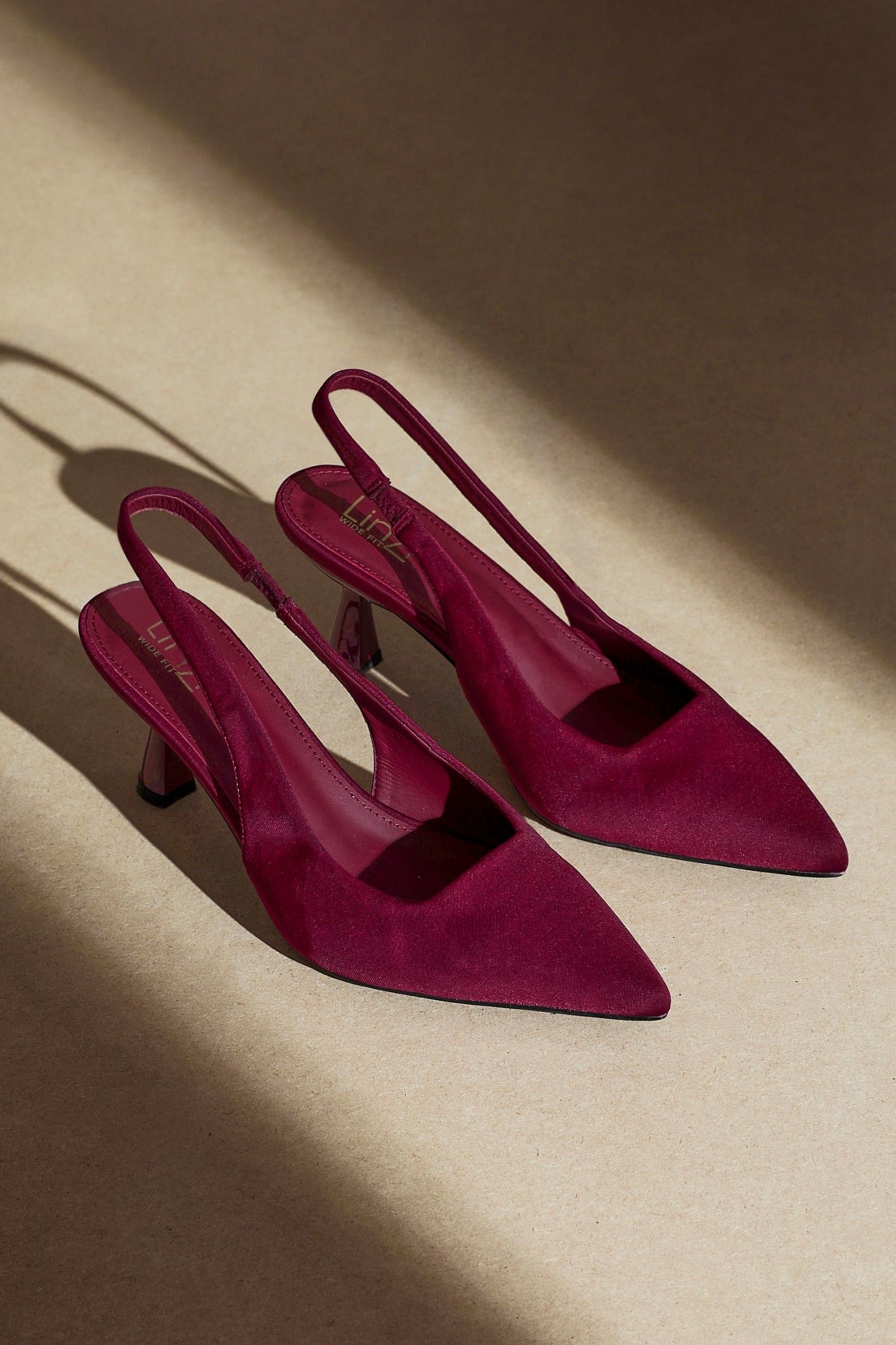 Linzi Izzie Wide Fit Burgundy Scuba Sling Back Low Court Heel