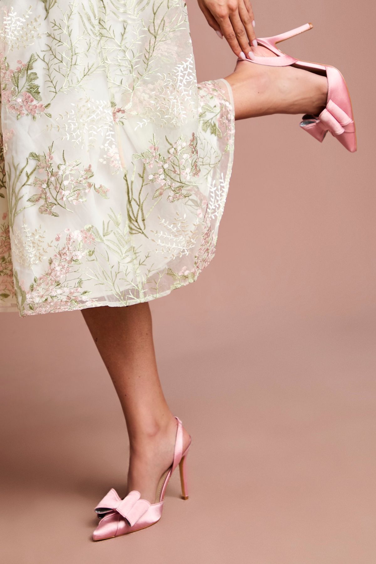 Coast Tamara Satin Bow Sling Back Stiletto Court Shoes